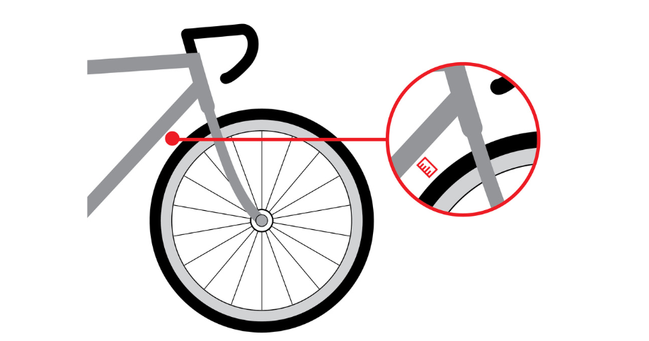 Measurement diagram of a bike tyre.