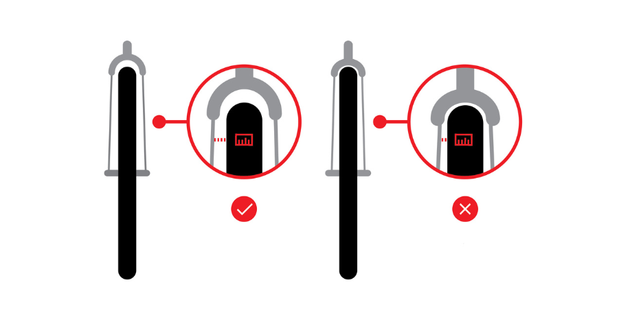 A measurement diagram of a tyre width. 